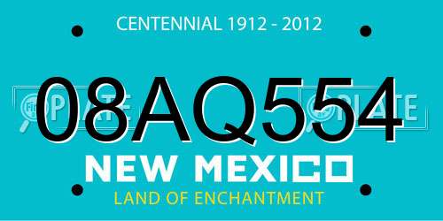 08AQ554 New Mexico License Plate