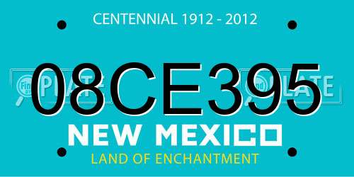 08CE395 New Mexico License Plate