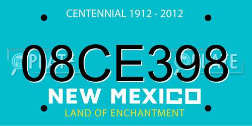 08CE398 New Mexico License Plate
