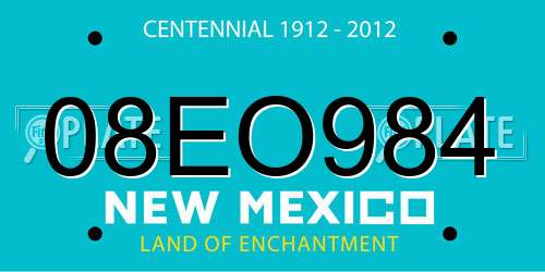 08EO984 New Mexico License Plate