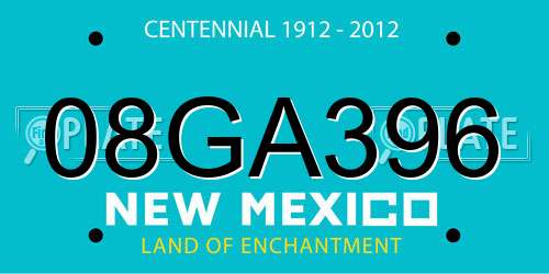 08GA396 New Mexico License Plate