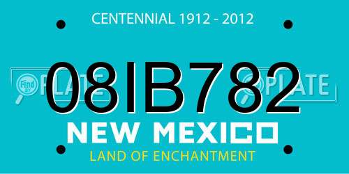 08IB782 New Mexico License Plate
