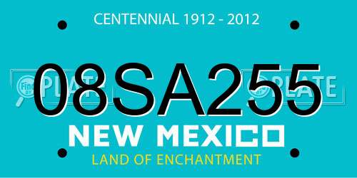08SA255 New Mexico License Plate