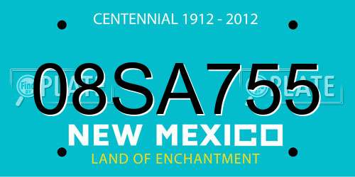 08SA755 New Mexico License Plate