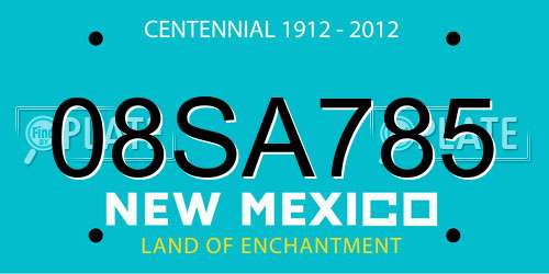 08SA785 New Mexico License Plate