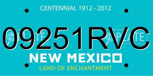 09251RVC New Mexico License Plate