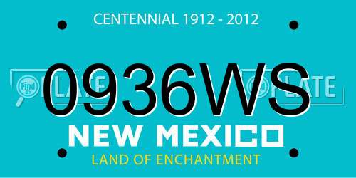 0936WS New Mexico License Plate