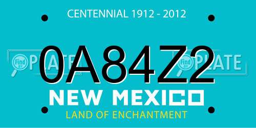 0A84Z2 New Mexico License Plate