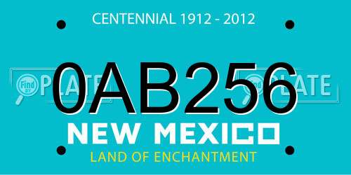 0AB256 New Mexico License Plate