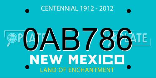 0AB786 New Mexico License Plate