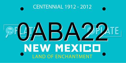 0ABA22 New Mexico License Plate