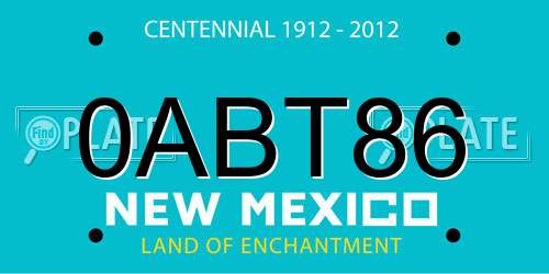 0ABT86 New Mexico License Plate