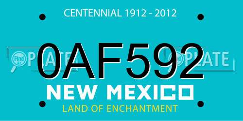 0AF592 New Mexico License Plate