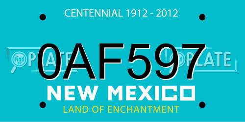 0AF597 New Mexico License Plate