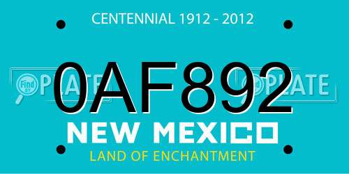 0AF892 New Mexico License Plate
