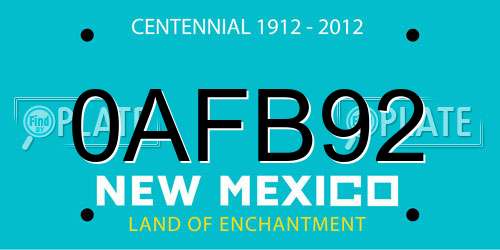 0AFB92 New Mexico License Plate
