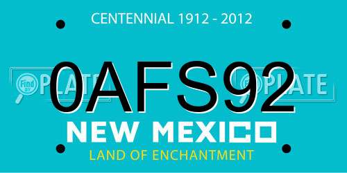 0AFS92 New Mexico License Plate