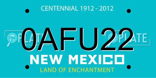 0AFU22 New Mexico License Plate