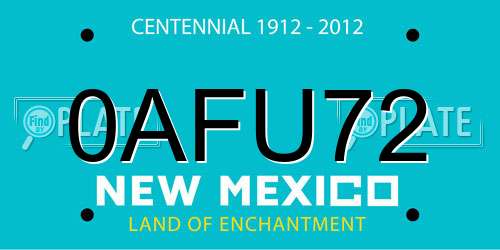 0AFU72 New Mexico License Plate