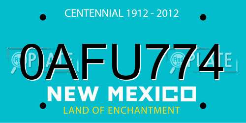 0AFU774 New Mexico License Plate