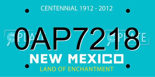 0AP7218 New Mexico License Plate