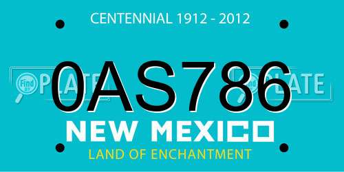 0AS786 New Mexico License Plate