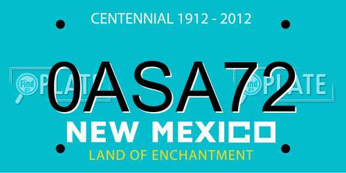 0ASA72 New Mexico License Plate