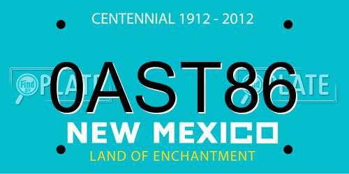 0AST86 New Mexico License Plate
