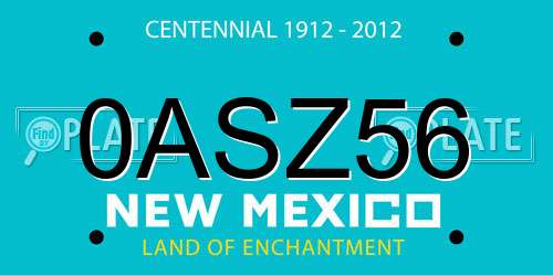 0ASZ56 New Mexico License Plate