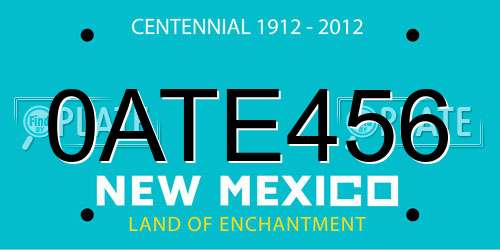 0ATE456 New Mexico License Plate