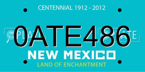 0ATE486 New Mexico License Plate
