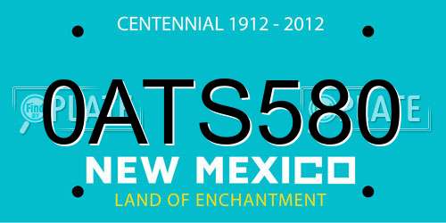 0ATS580 New Mexico License Plate