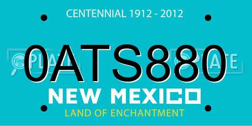 0ATS880 New Mexico License Plate