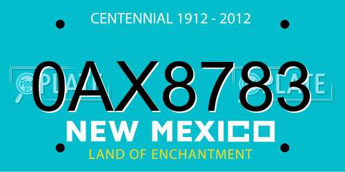 0AX8783 New Mexico License Plate