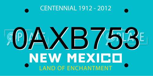 0AXB753 New Mexico License Plate
