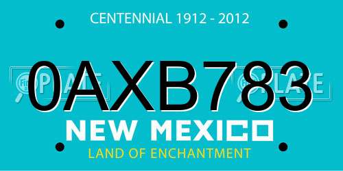 0AXB783 New Mexico License Plate