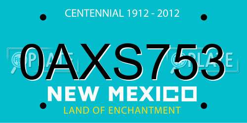 0AXS753 New Mexico License Plate