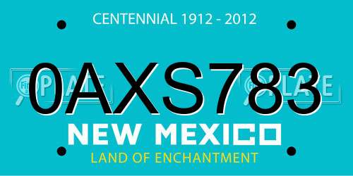 0AXS783 New Mexico License Plate
