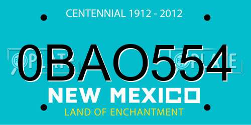 0BAO554 New Mexico License Plate