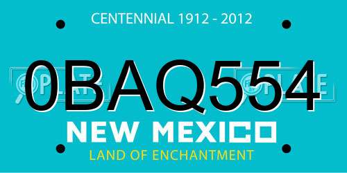 0BAQ554 New Mexico License Plate