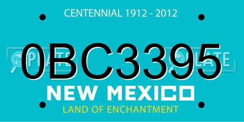 0BC3395 New Mexico License Plate