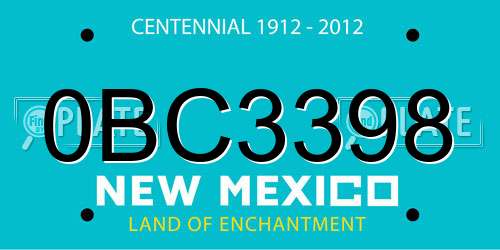 0BC3398 New Mexico License Plate