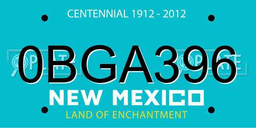 0BGA396 New Mexico License Plate