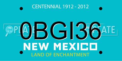 0BGI36 New Mexico License Plate