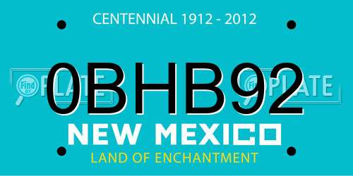 0BHB92 New Mexico License Plate