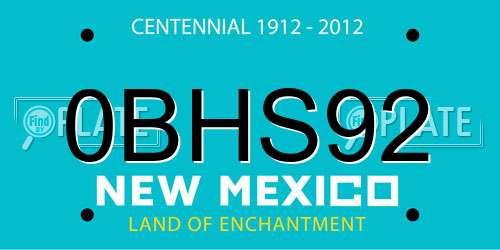 0BHS92 New Mexico License Plate