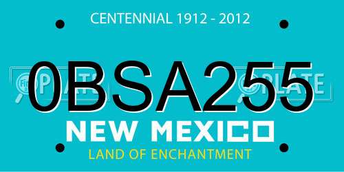 0BSA255 New Mexico License Plate
