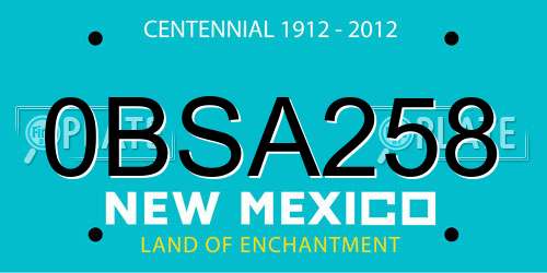0BSA258 New Mexico License Plate