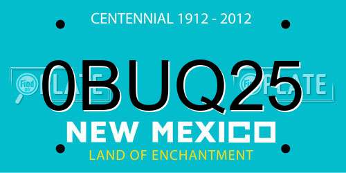0BUQ25 New Mexico License Plate