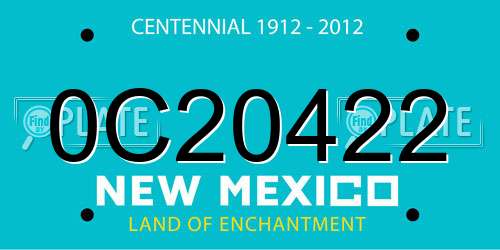 0C20422 New Mexico License Plate